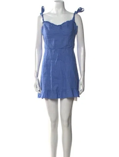 Pre-owned Reformation Linen Mini Dress In Blue