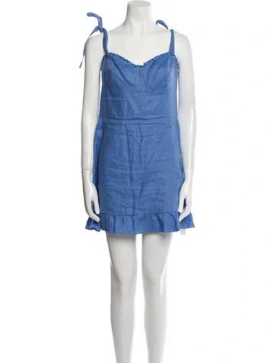 Pre-owned Reformation Linen Mini Dress In Blue