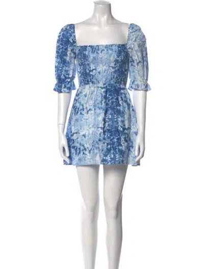 Pre-owned Reformation Linen Mini Dress In Blue
