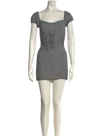 Pre-owned Reformation Linen Mini Dress In Blue
