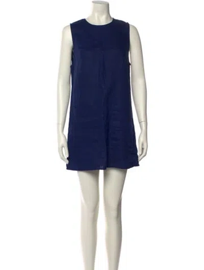 Pre-owned Reformation Linen Mini Dress In Blue