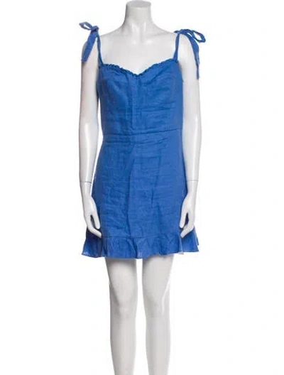 Pre-owned Reformation Linen Mini Dress In Blue