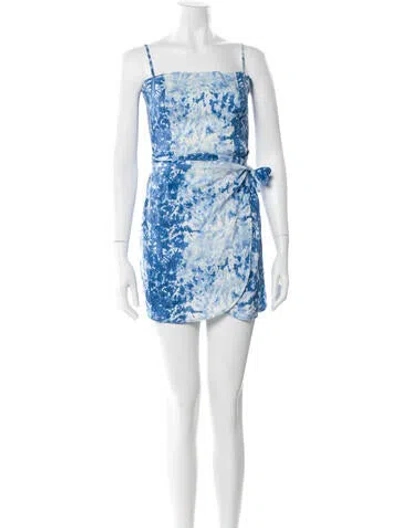 Pre-owned Reformation Linen Mini Dress In Blue