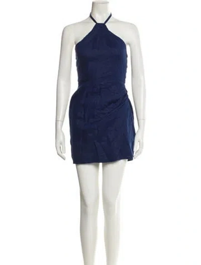 Pre-owned Reformation Linen Mini Dress In Blue