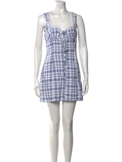 Pre-owned Reformation Linen Mini Dress In Blue