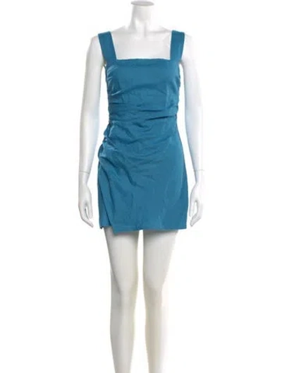 Pre-owned Reformation Linen Mini Dress In Blue