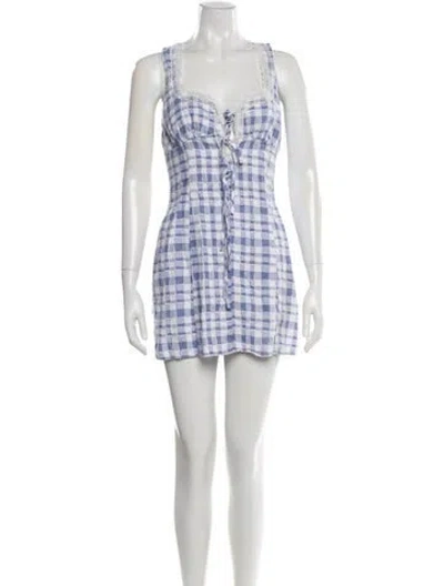 Pre-owned Reformation Linen Mini Dress In Blue