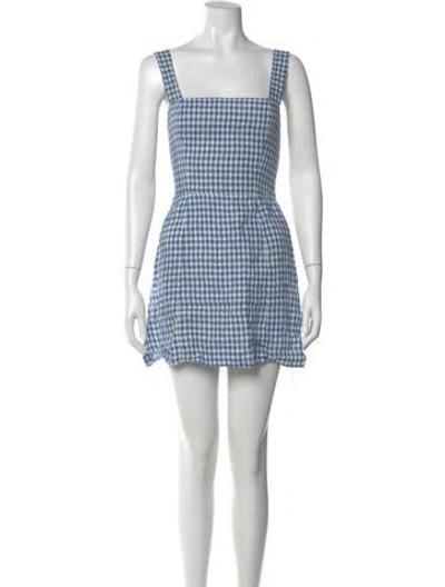 Pre-owned Reformation Linen Mini Dress In Blue