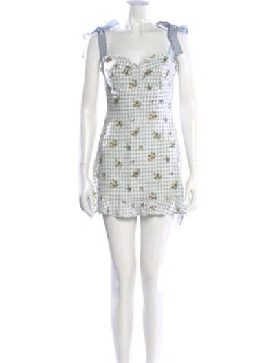 Pre-owned Reformation Linen Mini Dress In Blue