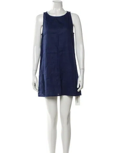 Pre-owned Reformation Linen Mini Dress In Blue
