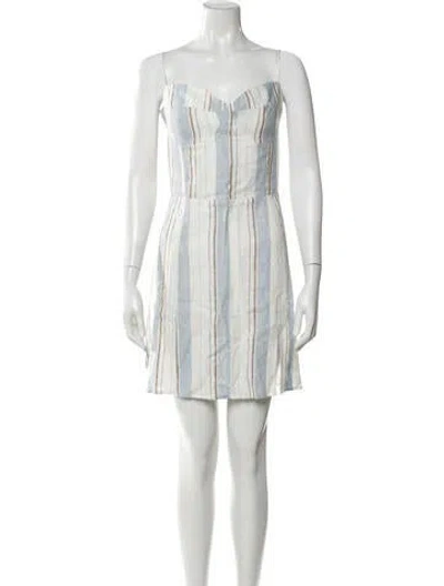 Pre-owned Reformation Linen Mini Dress In Blue