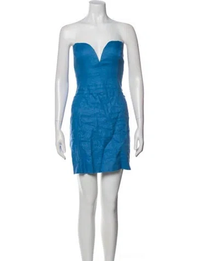 Pre-owned Reformation Linen Mini Dress In Blue