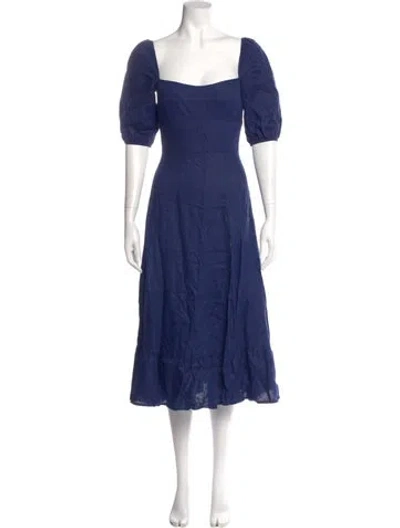 Pre-owned Reformation Linen Mini Dress In Blue