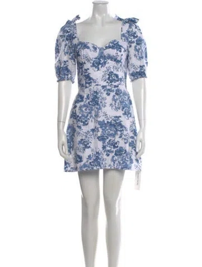 Pre-owned Reformation Linen Mini Dress In Blue