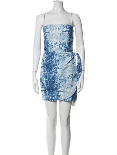Pre-owned Reformation Linen Mini Dress In Blue