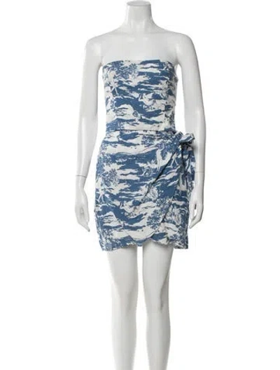 Pre-owned Reformation Linen Mini Dress In Blue