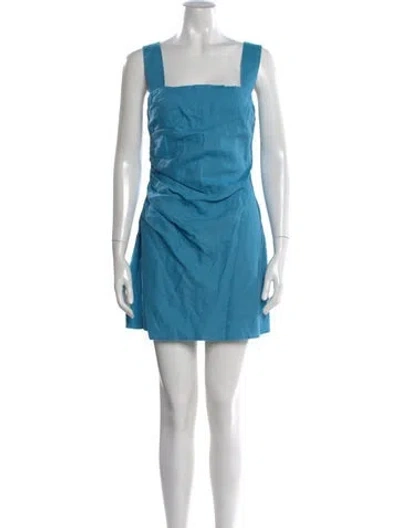 Pre-owned Reformation Linen Mini Dress In Blue