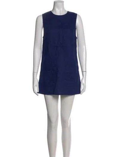 Pre-owned Reformation Linen Mini Dress In Blue