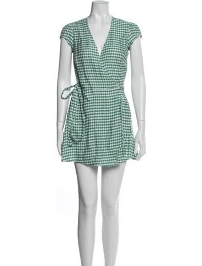 Pre-owned Reformation Linen Mini Dress In Blue