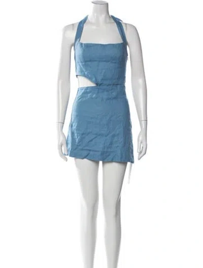 Pre-owned Reformation Linen Mini Dress In Blue