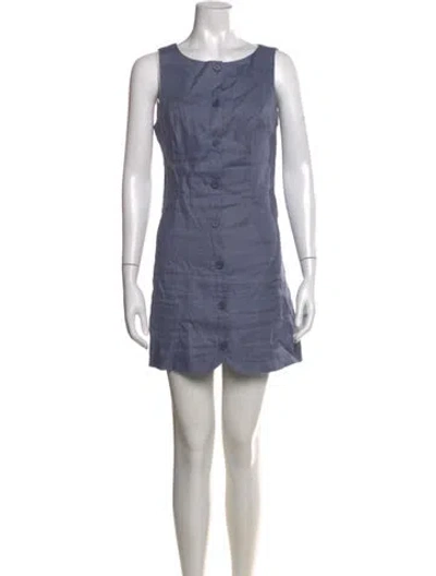 Pre-owned Reformation Linen Mini Dress In Blue