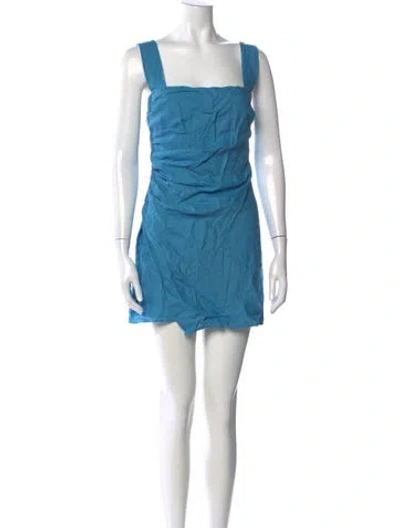 Pre-owned Reformation Linen Mini Dress In Blue
