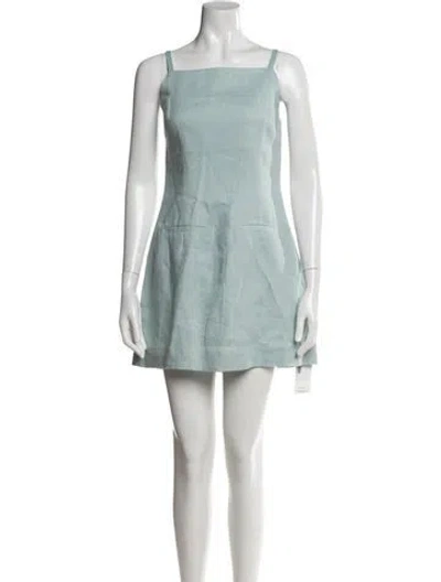 Pre-owned Reformation Linen Mini Dress In Blue