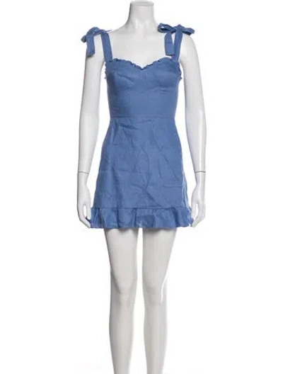 Pre-owned Reformation Linen Mini Dress In Blue