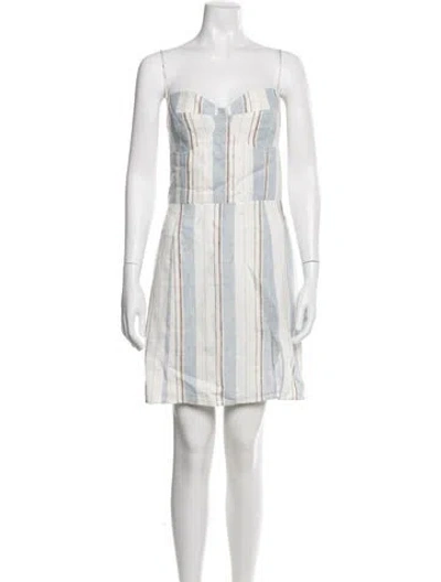 Pre-owned Reformation Linen Mini Dress In Blue