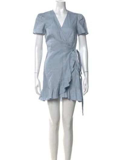 Pre-owned Reformation Linen Mini Dress In Blue