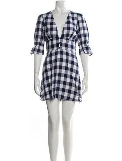 Pre-owned Reformation Linen Mini Dress In Blue