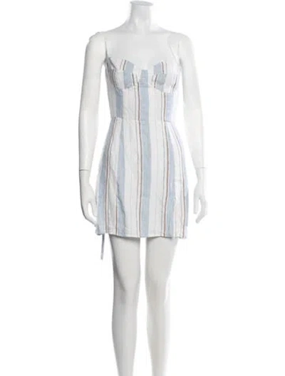Pre-owned Reformation Linen Mini Dress In Blue