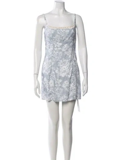 Pre-owned Reformation Linen Mini Dress In Blue