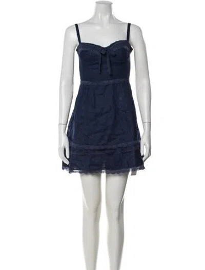 Pre-owned Reformation Linen Mini Dress In Blue