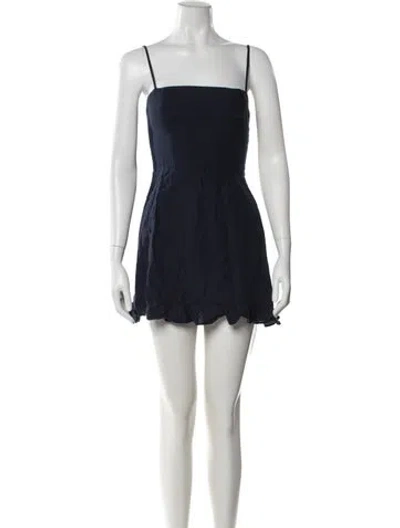 Pre-owned Reformation Linen Mini Dress In Blue
