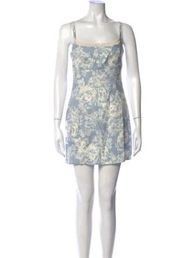 Pre-owned Reformation Linen Mini Dress In Blue