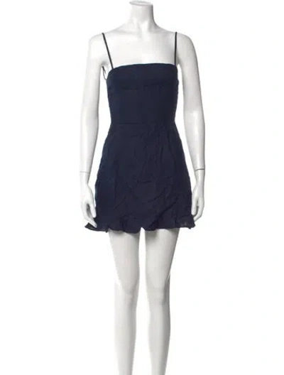 Pre-owned Reformation Linen Mini Dress In Blue