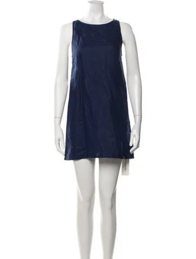 Pre-owned Reformation Linen Mini Dress In Blue
