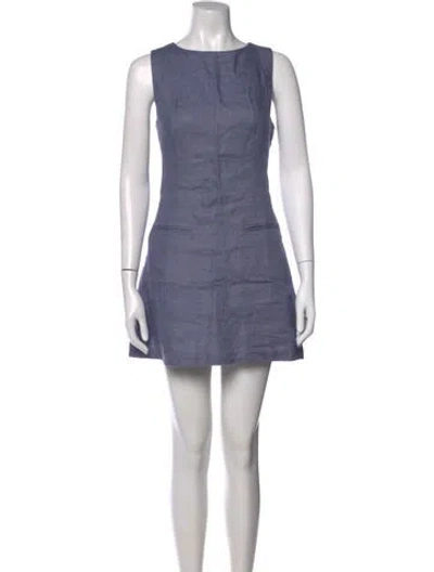 Pre-owned Reformation Linen Mini Dress In Blue