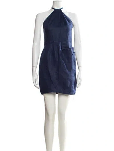 Pre-owned Reformation Linen Mini Dress In Blue