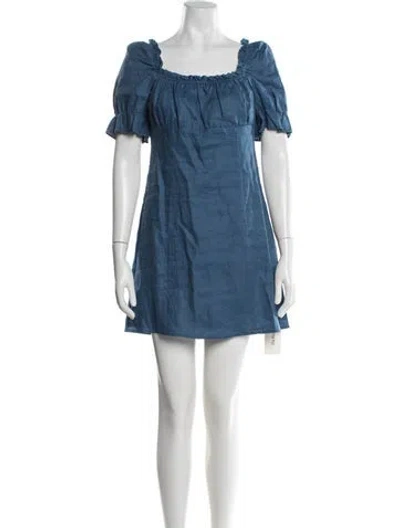 Pre-owned Reformation Linen Mini Dress In Blue