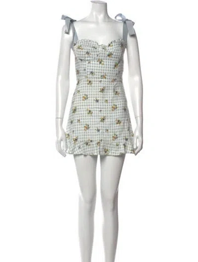 Pre-owned Reformation Linen Mini Dress In Blue