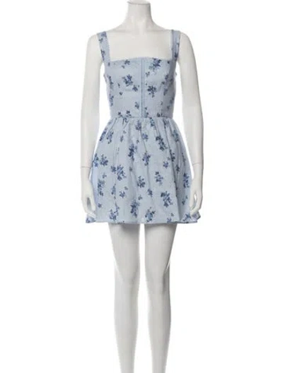 Pre-owned Reformation Linen Mini Dress In Blue