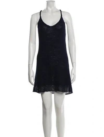 Pre-owned Reformation Linen Mini Dress In Blue