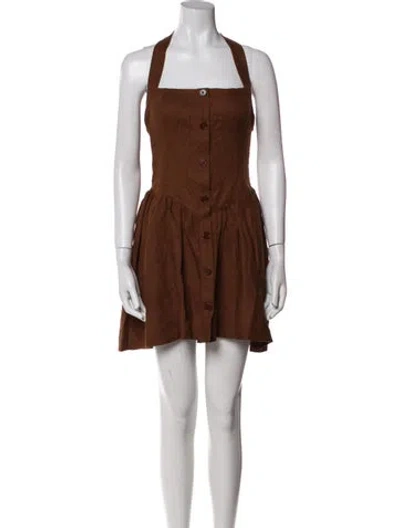 Pre-owned Reformation Linen Mini Dress In Brown
