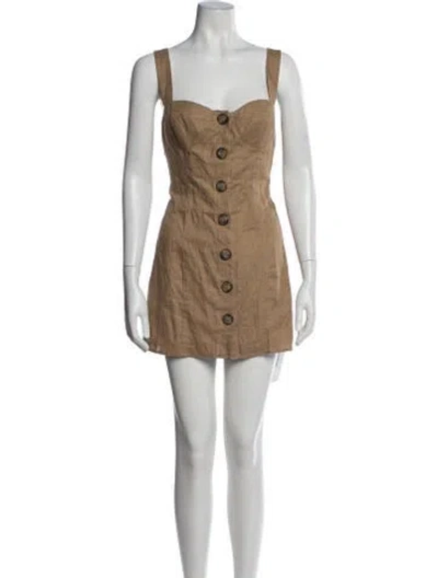 Pre-owned Reformation Linen Mini Dress In Brown