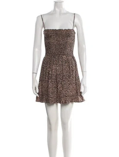 Pre-owned Reformation Linen Mini Dress In Brown