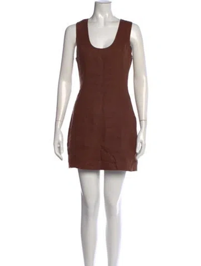 Pre-owned Reformation Linen Mini Dress In Brown