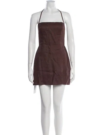 Pre-owned Reformation Linen Mini Dress In Brown
