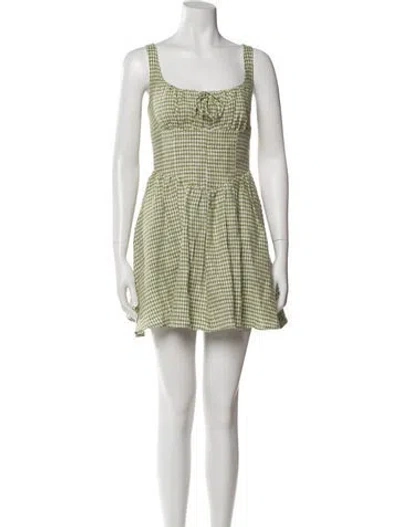 Pre-owned Reformation Linen Mini Dress In Green